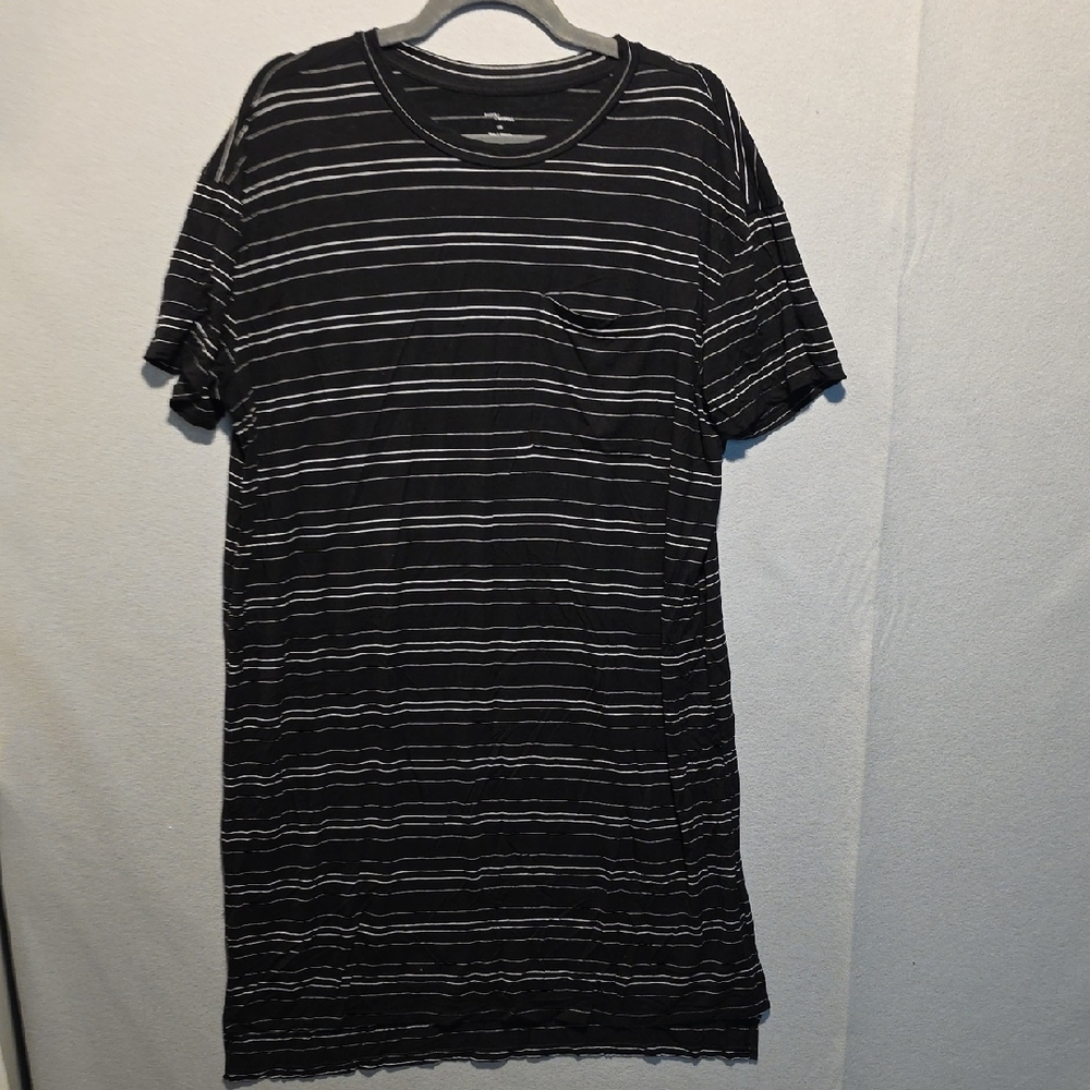 Womens Daily Ritual Black and White Striped Tee Shirt Dress Size Large